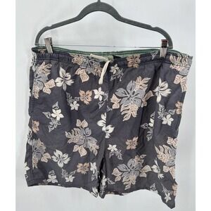 Energy Zone Swim Shorts Men's Size L Gray Floral Drawstring Waistband Polyester